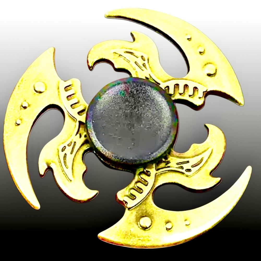 Heavy Duty Gold Metallic Unique Ninja Blades Metal Fidget Spinner